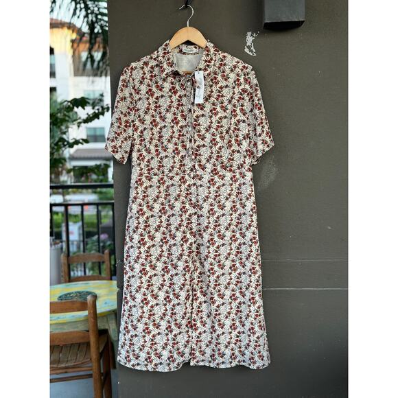 NWT Jessica Robertson Women’s 2XL Preppy Prairie Floral White Casual Shirt Dress - Picture 2 of 13